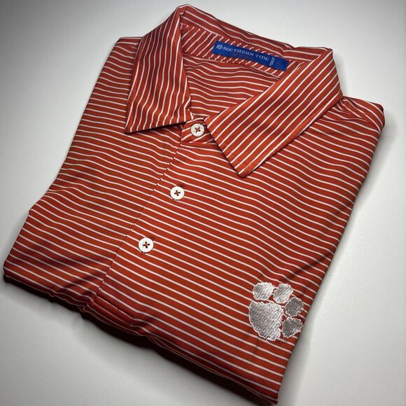 Southern Tide Clemson University Tigers Orange Polo Club Shirt Men L Performance - Picture 2 of 10